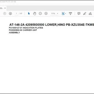 Tadano Crane AT-146-2A 42095930500 LOWER HINO PB-XZU354E-TKMSW6 Spare Parts Catalog Manual  -  PDF  DOWNLOAD