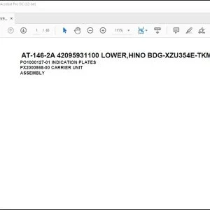 Tadano Crane AT-146-2A 42095931100 LOWER HINO BDG-XZU354E-TKMSD6 Spare Parts Catalog Manual - PDF DOWNLOAD