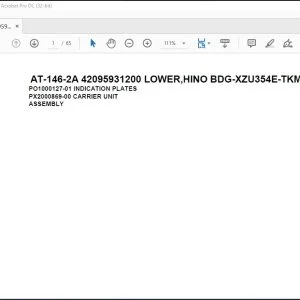 Tadano Crane AT-146-2A 42095931200 LOWER HINO BDG-XZU354E-TKMSD6 Spare Parts Catalog Manual - PDF DOWNLOAD
