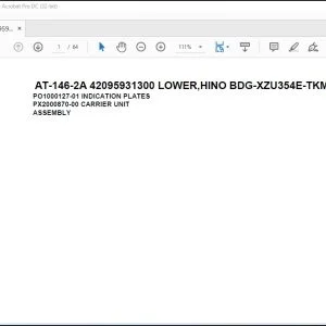 Tadano Crane AT-146-2A 42095931300 LOWER HINO BDG-XZU354E-TKMSD6 Spare Parts Catalog Manual - PDF DOWNLOAD