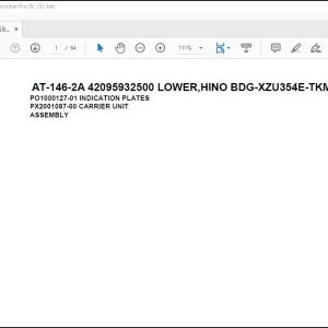 Tadano Crane AT-146-2A 42095932500 LOWER HINO BDG-XZU354E-TKMSD6 Spare Parts Catalog Manual - PDF DOWNLOAD