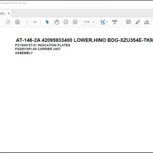 Tadano Crane AT-146-2A 42095933400 LOWER HINO BDG-XZU354E-TKMSD6 Spare Parts Catalog Manual - PDF DOWNLOAD
