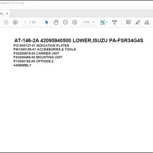 Tadano Crane AT-146-2A 42095940500 LOWER ISUZU PA-FSR34G4S Spare Parts Catalog Manual - PDF DOWNLOAD