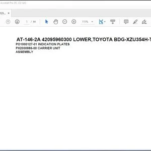 Tadano Crane AT-146-2A 42095960300 LOWER TOYOTA BDG-XZU354H-TKMSD6 Spare Parts Catalog Manual - PDF DOWNLOAD