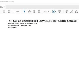 Tadano Crane AT-146-2A 42095960600 LOWER TOYOTA BDG-XZU354H-TKMSD6 Spare Parts Catalog Manual - PDF DOWNLOAD