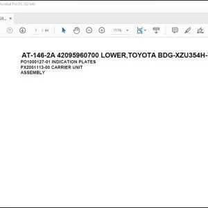 Tadano Crane AT-146-2A 42095960700 LOWER TOYOTA BDG-XZU354H-TKMSD6 Spare Parts Catalog Manual  - PDF DOWNLOAD