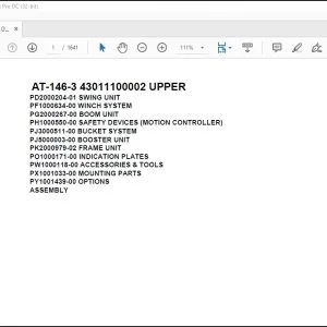 Tadano Crane AT-146-3 43011100002 UPPER Spare Parts Catalog Manual - PDF DOWNLOAD