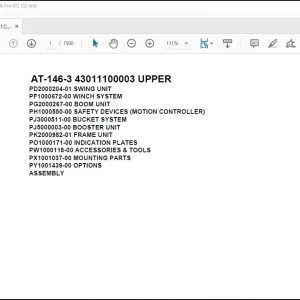 Tadano Crane AT-146-3 43011100003 UPPER Spare Parts Catalog Manual - PDF DOWNLOAD