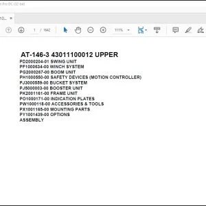Tadano Crane AT-146-3 43011100012 UPPER Spare Parts Catalog Manual - PDF DOWNLOAD