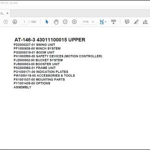 Tadano Crane AT-146-3 43011100015 UPPER Spare Parts Catalog Manual - PDF DOWNLOAD