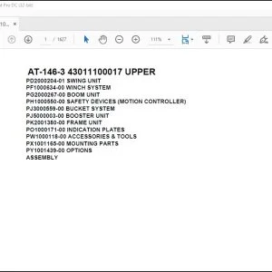 Tadano Crane AT-146-3 43011100017 UPPER Spare Parts Catalog Manual - PDF DOWNLOAD