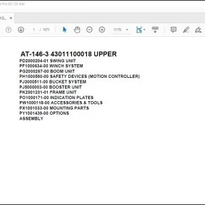 Tadano Crane AT-146-3 43011100018 UPPER Spare Parts Catalog Manual - PDF DOWNLOAD