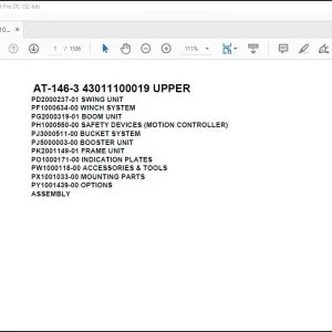 Tadano Crane AT-146-3 43011100019 UPPER Spare Parts Catalog Manual - PDF DOWNLOAD