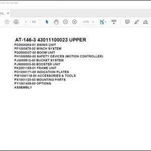 Tadano Crane AT-146-3 43011100023 UPPER Spare Parts Catalog Manual - PDF DOWNLOAD