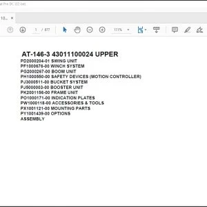 Tadano Crane AT-146-3 43011100024 UPPER Spare Parts Catalog Manual - PDF DOWNLOAD