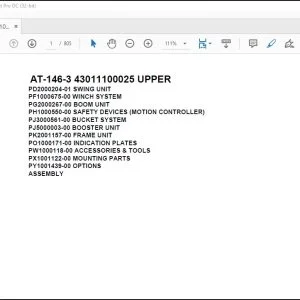 Tadano Crane AT-146-3 43011100025 UPPER Spare Parts Catalog Manual - PDF DOWNLOAD