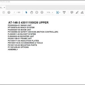 Tadano Crane AT-146-3 43011100026 UPPER Spare Parts Catalog Manual - PDF DOWNLOAD