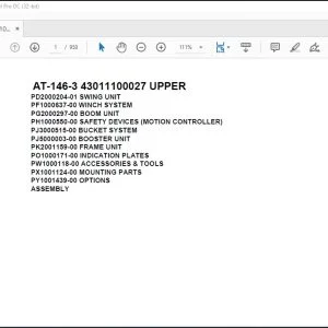 Tadano Crane AT-146-3 43011100027 UPPER Spare Parts Catalog Manual - PDF DOWNLOAD