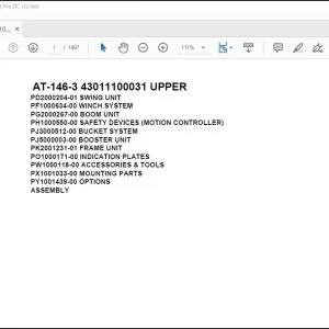 Tadano Crane AT-146-3 43011100031 UPPER Spare Parts Catalog Manual - PDF DOWNLOAD