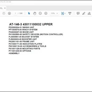 Tadano Crane AT-146-3 43011100032 UPPER Spare Parts Catalog Manual - PDF DOWNLOAD