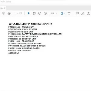 Tadano Crane AT-146-3 43011100034 UPPER Spare Parts Catalog Manual - PDF DOWNLOAD