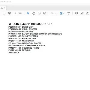 Tadano Crane AT-146-3 43011100035 UPPER Spare Parts Catalog Manual - PDF DOWNLOAD