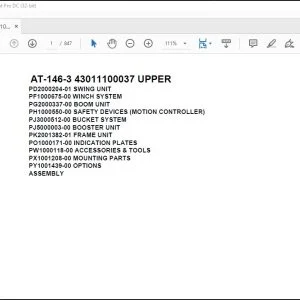 Tadano Crane AT-146-3 43011100037 UPPER Spare Parts Catalog Manual - PDF DOWNLOAD