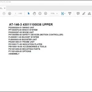 Tadano Crane AT-146-3 43011100038 UPPER Spare Parts Catalog Manual - PDF DOWNLOAD