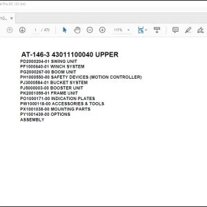Tadano Crane AT-146-3 43011100040 UPPER Spare Parts Catalog Manual - PDF DOWNLOAD