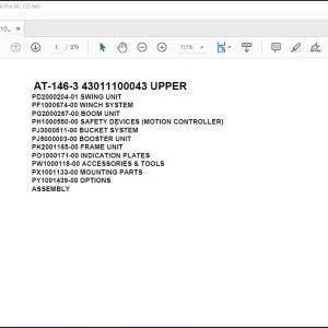 Tadano Crane AT-146-3 43011100043 UPPER Spare Parts Catalog Manual - PDF DOWNLOAD