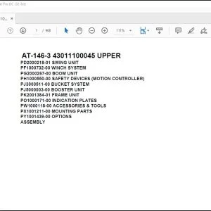 Tadano Crane AT-146-3 43011100045 UPPER Spare Parts Catalog Manual - PDF DOWNLOAD