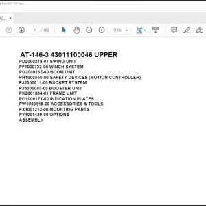 Tadano Crane AT-146-3 43011100046 UPPER Spare Parts Catalog Manual - PDF DOWNLOAD