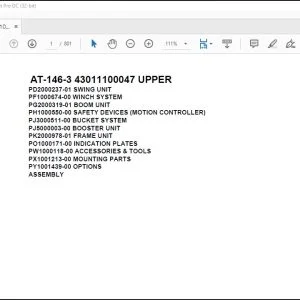 Tadano Crane AT-146-3 43011100047 UPPER Spare Parts Catalog Manual - PDF DOWNLOAD