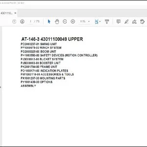 Tadano Crane AT-146-3 43011100049 UPPER Spare Parts Catalog Manual - PDF DOWNLOAD