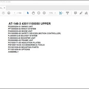 Tadano Crane AT-146-3 43011100050 UPPER Spare Parts Catalog Manual - PDF DOWNLOAD