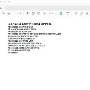 Tadano Crane AT-146-3 43011100054 UPPER Spare Parts Catalog Manual - PDF DOWNLOAD
