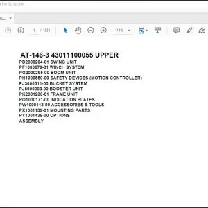 Tadano Crane AT-146-3 43011100055 UPPER Spare Parts Catalog Manual - PDF DOWNLOAD