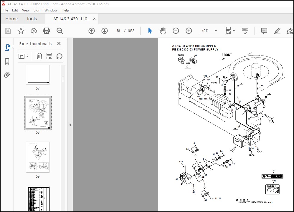 Tadano Crane AT-146-3 43011100055 UPPER Spare Parts Catalog Manual ...