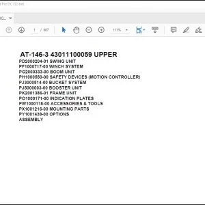 Tadano Crane AT-146-3 43011100059 UPPER Spare Parts Catalog Manual - PDF DOWNLOAD