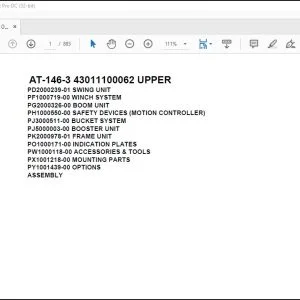 Tadano Crane AT-146-3 43011100062 UPPER Spare Parts Catalog Manual - PDF DOWNLOAD