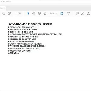 Tadano Crane AT-146-3 43011100065 UPPER Spare Parts Catalog Manual - PDF DOWNLOAD