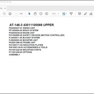 Tadano Crane AT-146-3 43011100069 UPPER Spare Parts Catalog Manual - PDF DOWNLOAD