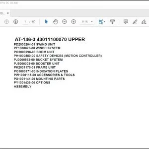 Tadano Crane AT-146-3 43011100070 UPPER Spare Parts Catalog Manual - PDF DOWNLOAD