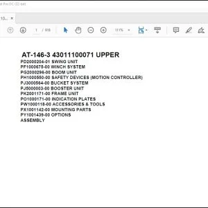 Tadano Crane AT-146-3 43011100071 UPPER Spare Parts Catalog Manual - PDF DOWNLOAD