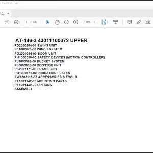 Tadano Crane AT-146-3 43011100072 UPPER Spare Parts Catalog Manual - PDF DOWNLOAD