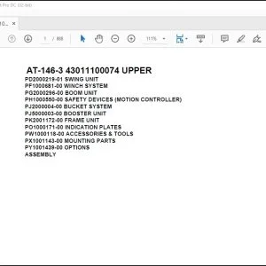 Tadano Crane AT-146-3 43011100074 UPPER Spare Parts Catalog Manual - PDF DOWNLOAD