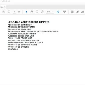 Tadano Crane AT-146-3 43011100081 UPPER Spare Parts Catalog Manual - PDF DOWNLOAD