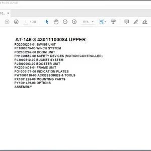 Tadano Crane AT-146-3 43011100084 UPPER Spare Parts Catalog Manual - PDF DOWNLOAD