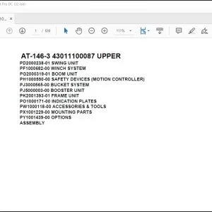 Tadano Crane AT-146-3 43011100087 UPPER Spare Parts Catalog Manual - PDF DOWNLOAD