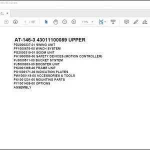 Tadano Crane AT-146-3 43011100089 UPPER Spare Parts Catalog Manual - PDF DOWNLOAD